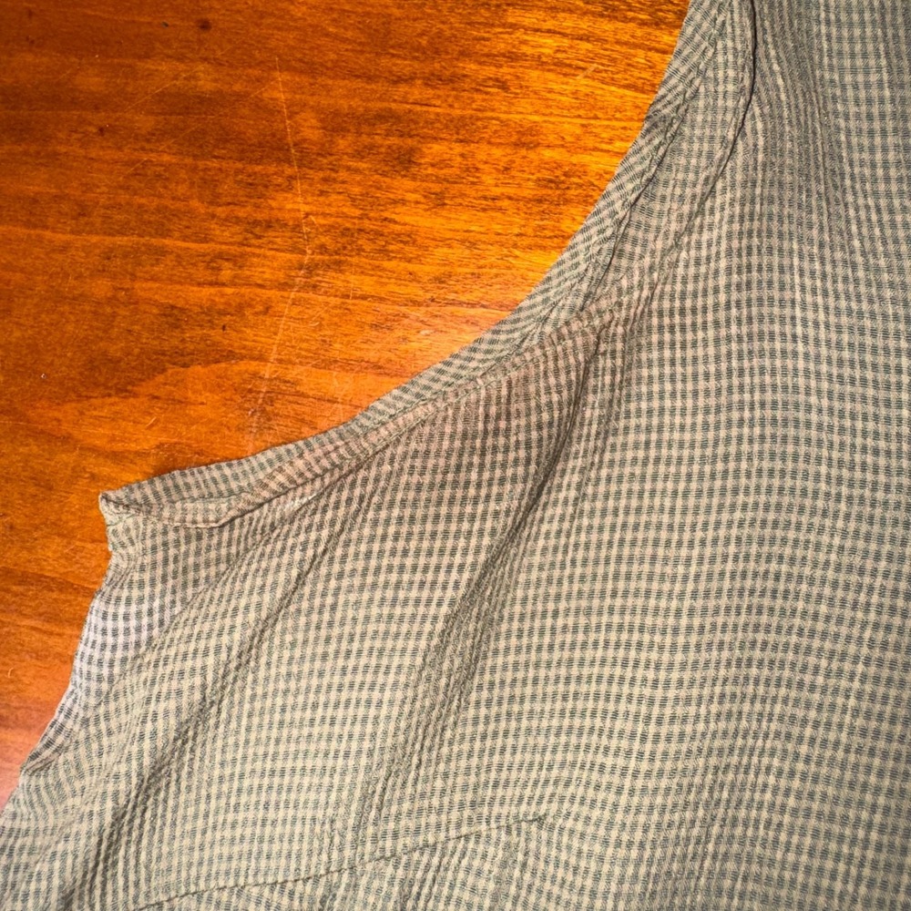 FLAX Tank Top Green Tan Rayon 1G Size 18-20 Loose Boxy Fit - Picture 5 of 9